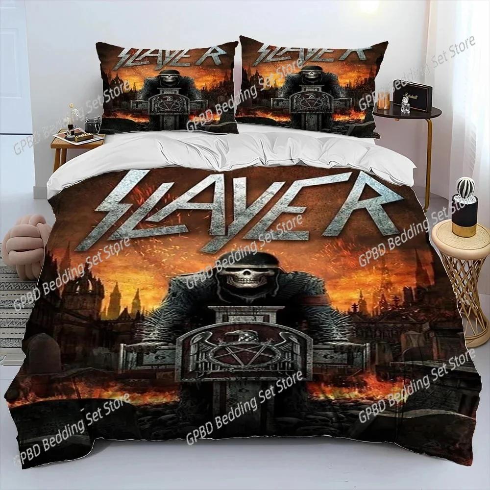 3D Print Slayer Heavy Metal Bplus Music Beding Set Bedrom Soft Modern Bedspreads Comefortable Soft with Soft Fabric Duvet Cover Quilt Pilowcase