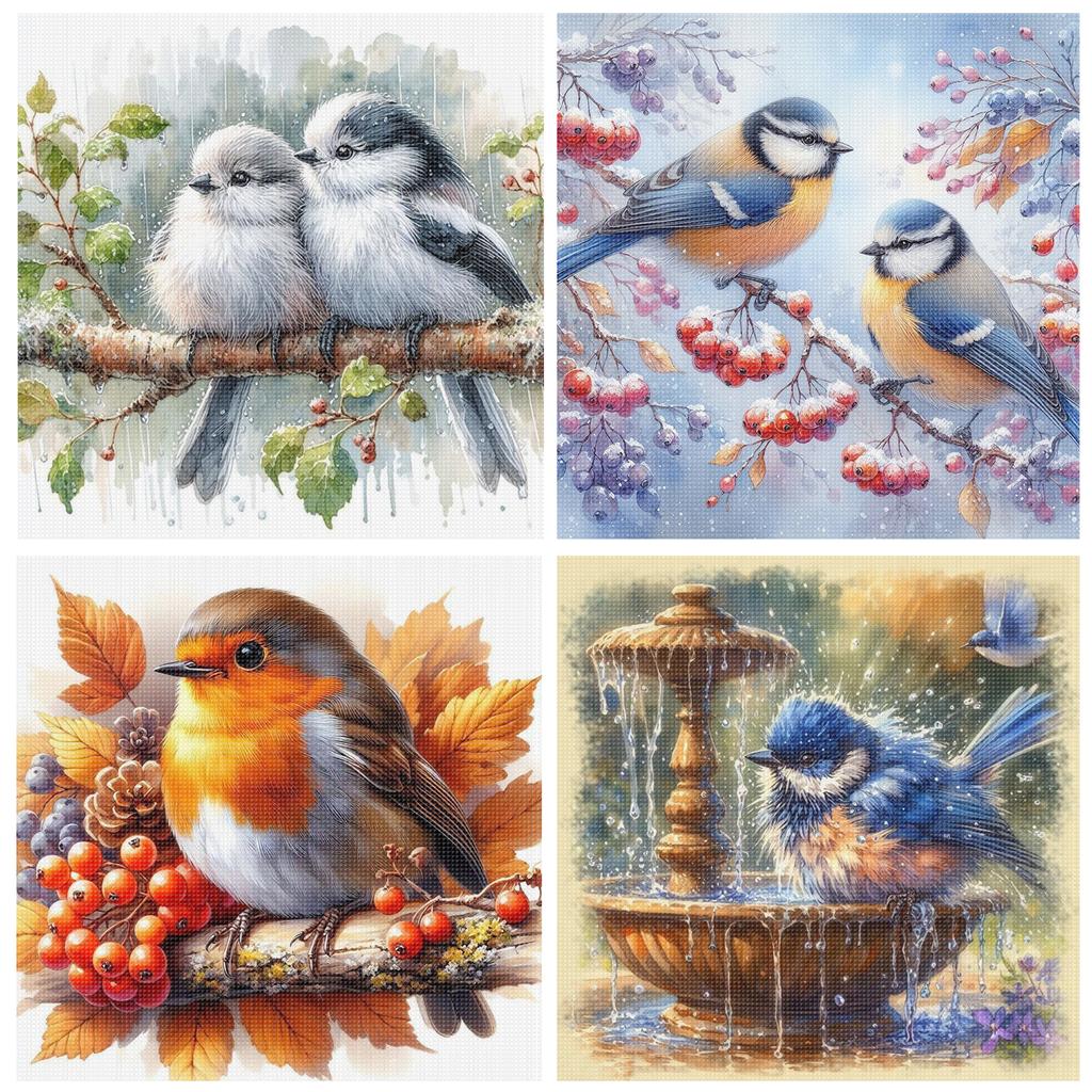 Robin Full 11CT DIY Stamped Cross Stitch Kits 15.75x15.75in Embroidery Needlepoint Starter Kits for Beginners Adults Home Decor