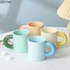 Creative Minimalism Porcelain Mugs Tableware Big Handle Water Cup Coffee Mug Dining Table Afternoon Tea Teacup Fruits Juice Cup