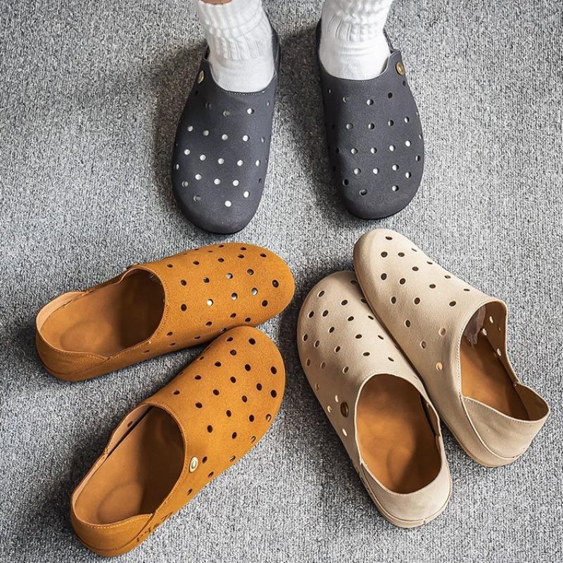 Fashion 2025 Autumn New Concise Low Top Casual Cool Slippers for Men Fashion Trend Versatile Hollow Breathable Comforatble Flat Sandals