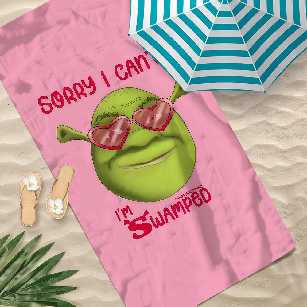 Jmg Household Supplies Men's Green Funny Monster Face S-Shreks Towel Beach Towel Oversized Quick Dry Towel Absorbent Soft Swim Beachtowels For Wo