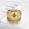 Hip Hop Freimaurer Ring für Männer 316L Edelstahl Iced Out Bling CZ Kristall Freimaurer Ringe Goldfarbe Mode Amulett Schmuck