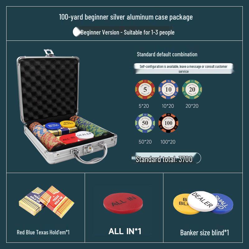 High-End Texas Hold'em Poker Set: Crown Clay Chips, Mahjong Cards, Aluminum Case, Poker Table Cloth