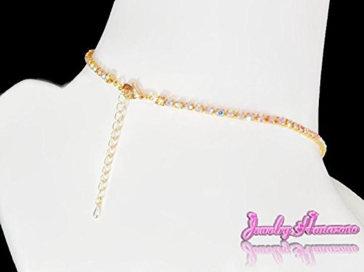 Hanazono Jewelry Oval Closed Diamond Lane Nipple Necklace with Crystal AB Gold Aurora Design, Nipple Accessory, Nipple Ring, Nipple Necklace,