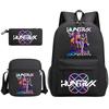 Cartoon Print School Backpack Set Teens Shoulder Bag Pencil Case Bookbag Oxford Fabric Ergonomic Straps