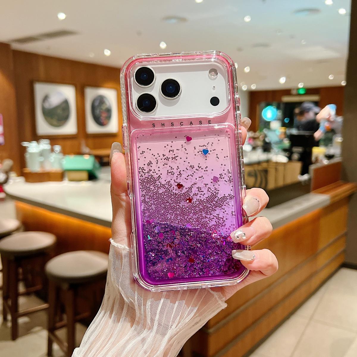 

Чехол с блестками, переливающейся жидкостью (квик-санд), градиентом и лазерными пайетками для iPhone 17 Air 16 15 14 13 12 11 Pro X R S Max 7 8 Plus SE, милый прозрачный чехол iPhone 6 Plus