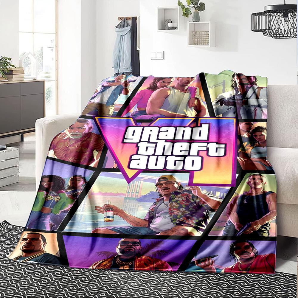 1pc GTA Blanket, Gift, for Men and Women, Soft Blanket, Good for Sofa Bed Couch Travel, Lightweight Flannel Blanket