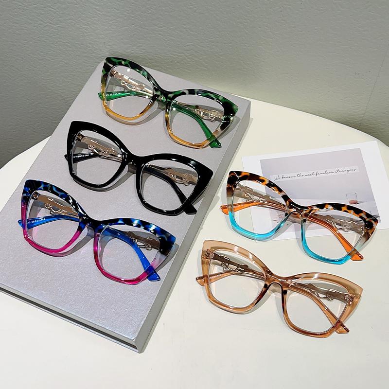 Oversize Cat Eye Glasses Women Fashion Multi-color Blue Light Blocking Optical Frames Trendy Stylish Design Decor Eyewear