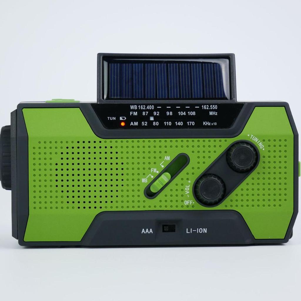 Radio de urgență multifuncțional solar cu manivelă, cu FM și lanternă