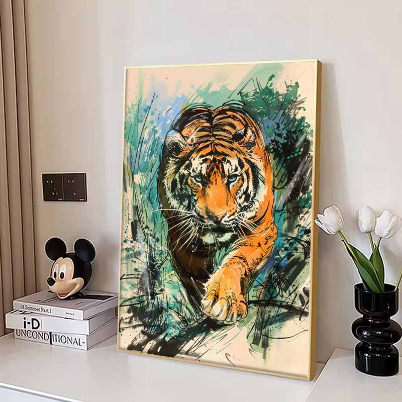 New Arrival 5D DIY Full Circle Diamond Painting "Tiger" Embroidery Cross Stitch Home Decor Gift