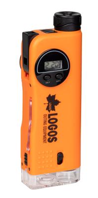KENKO Mikroskop LOGOS Outdoor Kit 30x mit LED-Licht, Umhängeband inklusive, orange, 7-in-1-Mikroskop/8x Monokular/Lupe/Uhr/Kompass/Pfeife/ausgestattet