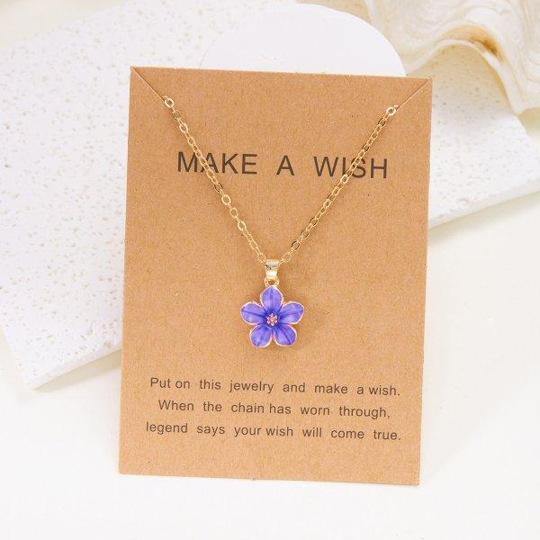 New Flower Pendant Necklace for Women Romantic Cherry Blossom Gold Color Metal Chain Choker Party Wedding Neck Jewelry