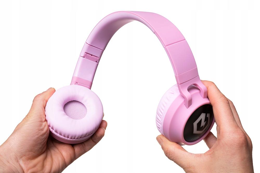 PowerLocus Buddy Pink Wireless LED Micro SD AUX Headphones for Kids
