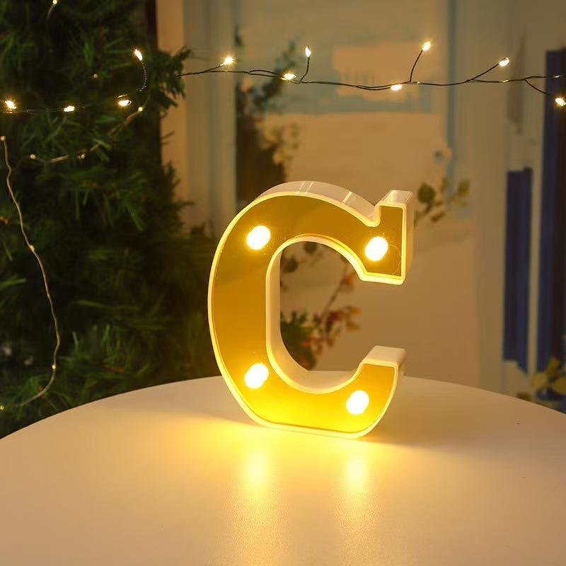 Gold LED Mirror Letter Lights - Romantic Birthday and Festive Décor