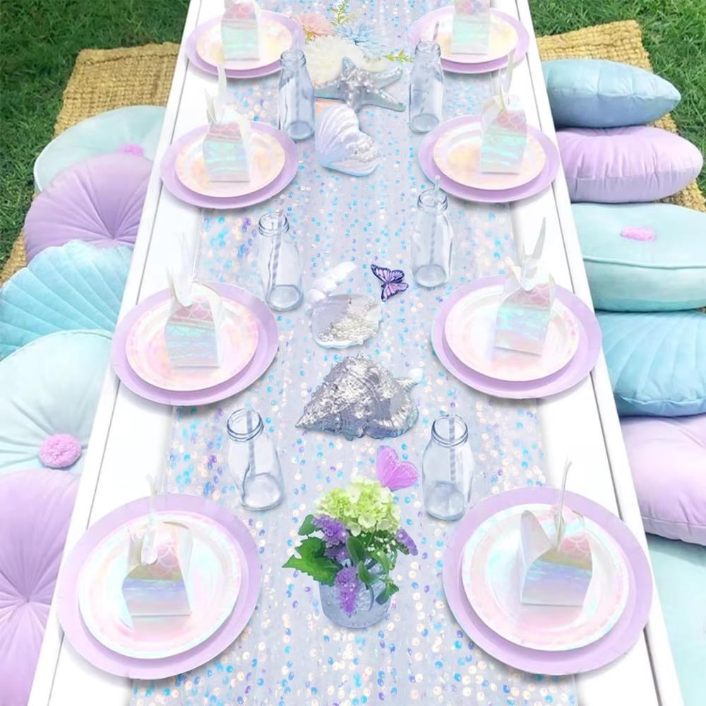 Extended Iridescent Sequin Table Runner Glitter Table Cloth Gorgeous Table Cover Wedding