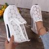 Fashion Fashion Embroidered Platform Sneakers for Women 2025 Summer Breathable Mesh Sports Shoes Woman Thick Sole Slip On Casual Shoes