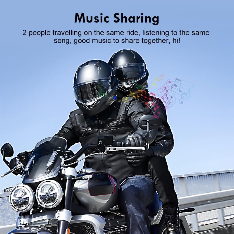 Y6X Motorcycle Bluetooth Helmet Intercom Headset Wireless V5.1 Music Share Noise Reduction FM Radio IP56 Waterproof LED Lighting