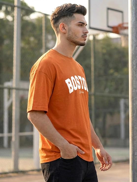 Men's Half Sleeve Round Neck Cottonblend Graphic Print Oversized Tshirt for Man