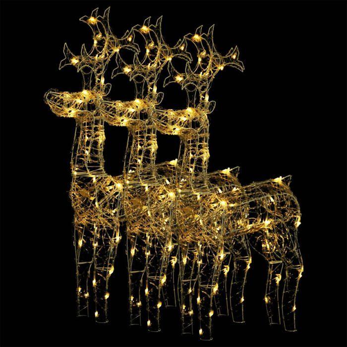 VidaXL 3x Décorations de Noël de Renne Ornement de Noël Rennes Lumineux Décoration de Fête Maison Jardin Intérieur 60x16x100 3154370