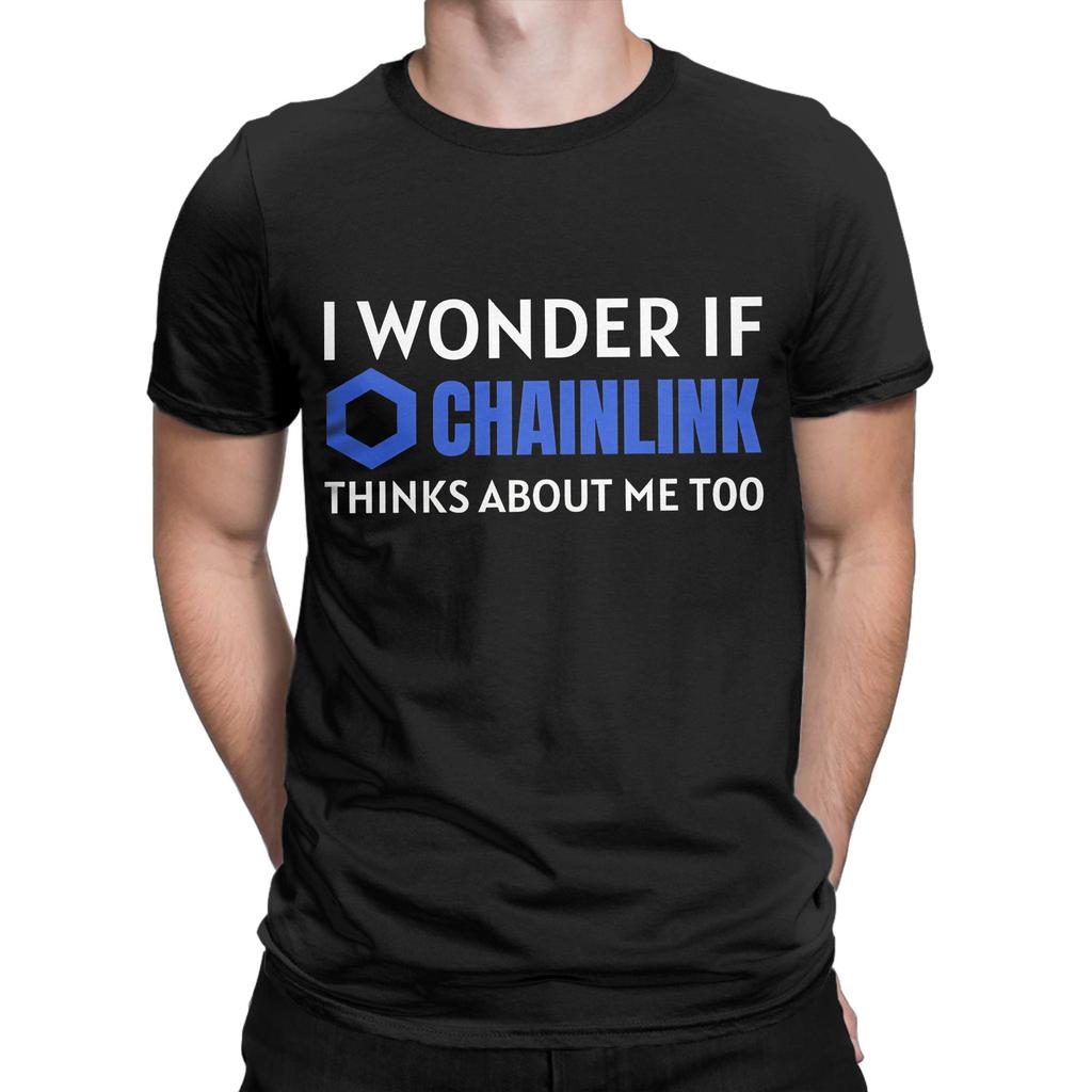 I Wonder If Chainlink Thinks About Me Too Crypto Cryptocurrency Link Graphic 100 Cotton Tshirt Chainlink Tops Tees For Unisex