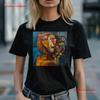 Lion with Flowers Abstract ArT T Shirt Design Cute Animal Painting Idea Vintage Washed Top For Everyday Wear Stylish Streetwear