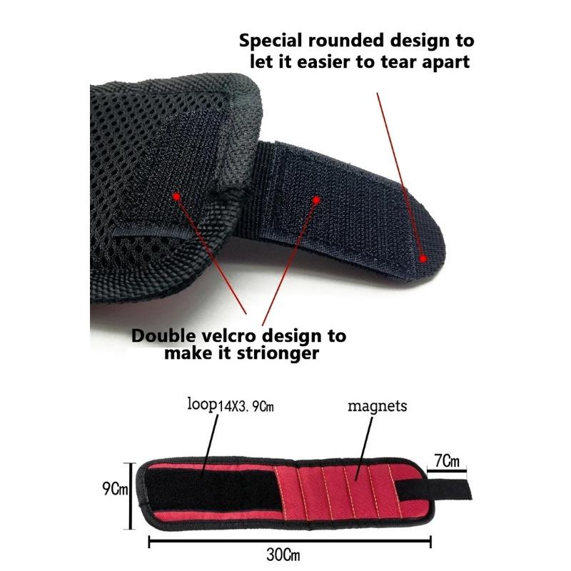 Magnetic Wristband for Holding Screws,Nails,Drilling Bits,Wrist Tool Holder Belts with Strong Magnets,five Rows of Ten Magnets