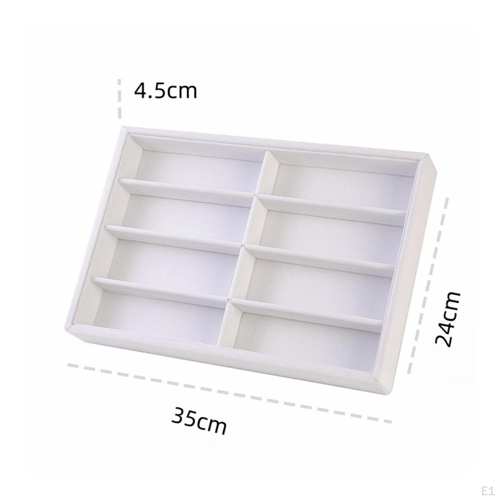 8Slot Eyeglasses Tray Raised Dividers 8 Slot Sunglass Lined Interior Storage Item Gray