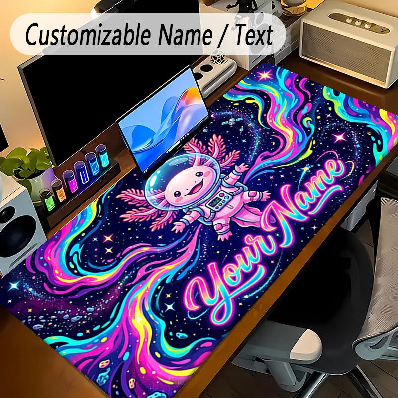 Astronaut Space Theme Personalized Mouse Pad Custom Name Text Non Slip Desk Pad For Laptop Office Desktop