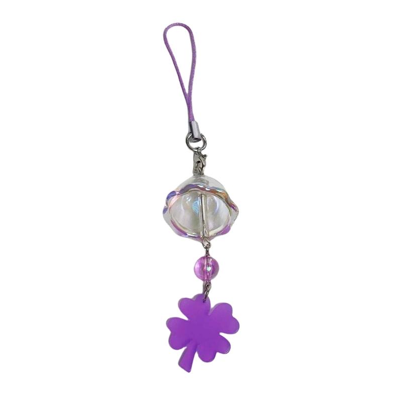 Clear Elegant Color Four Leaf Clovers Phone Charm with Wind Chimes Portable Good Luck Fashion Accessory Daily Use