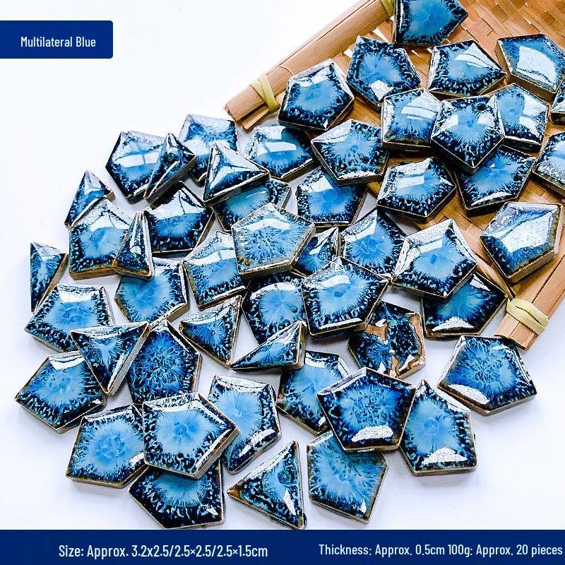 Handmade Ceramic Mosaic Art Kit: Blue & White Porcelain Pieces for Creative Parent-Child Projects