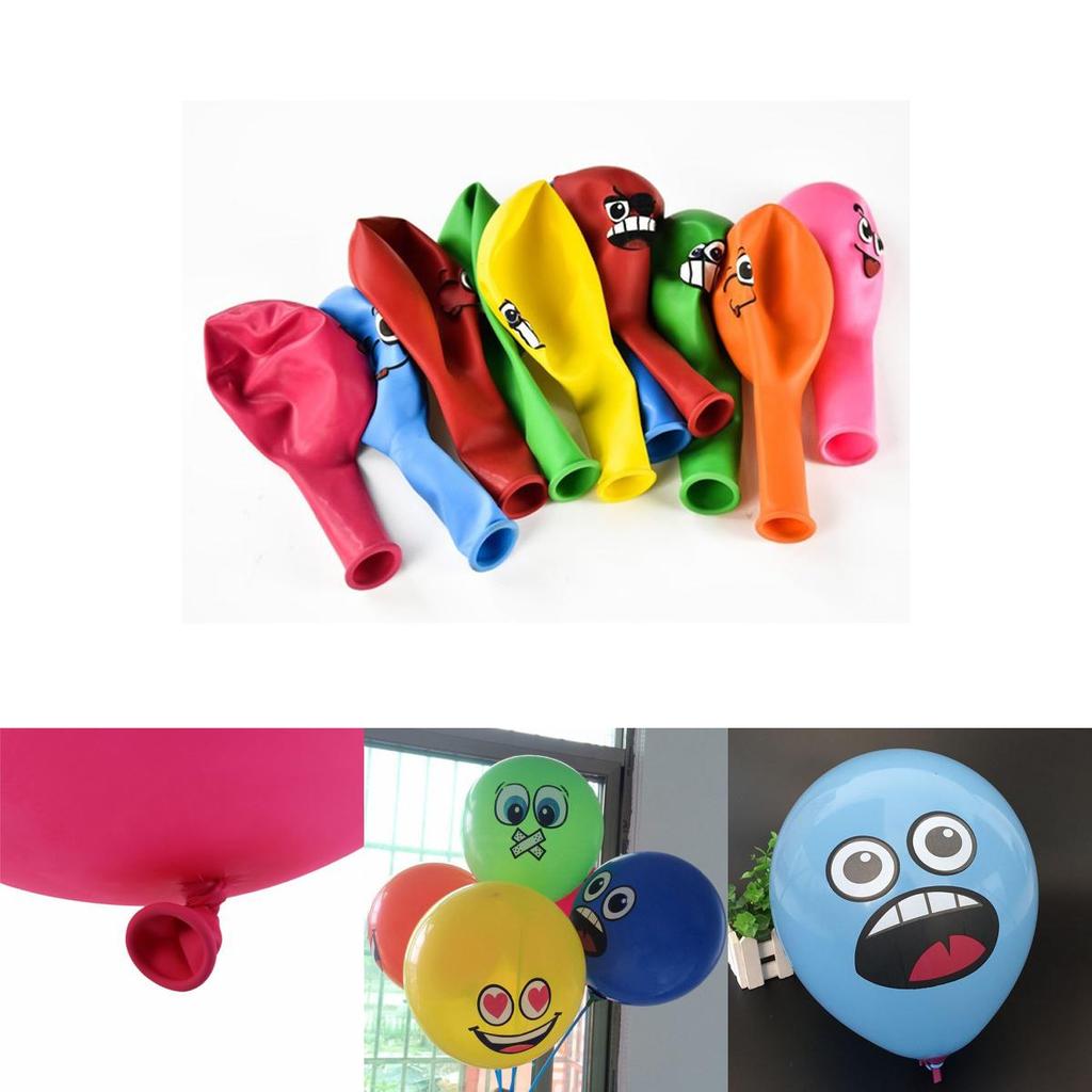 Adorable Big Eyes Smiley Latex Balloons 12 Inches Colorful Decorative Party Pack