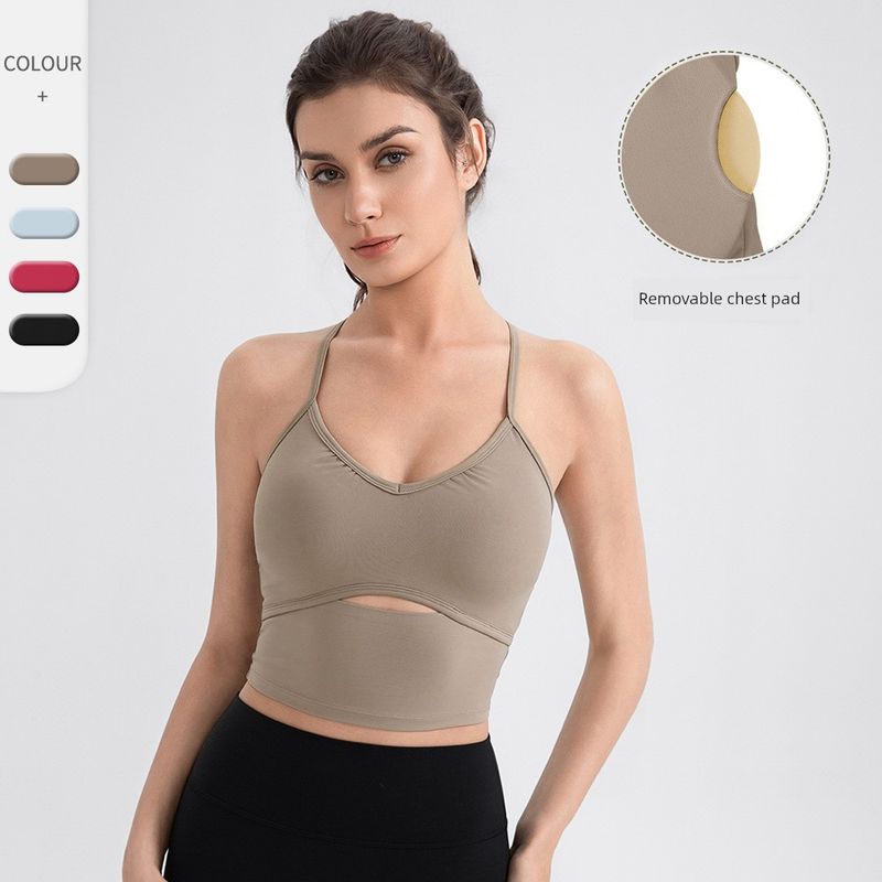 Foreign Trade New Yoga Female Nude Sense Sling Yoga Clothes Running Gym Bra Pilates Training Vest Top