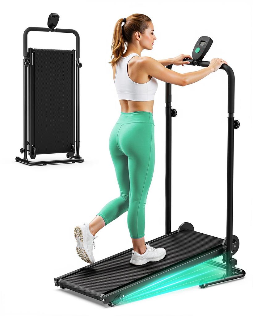 Akluer RJ-401 Non-Electric Manual Treadmill Self-Powered Curved Treadmill with Dual Flywheel