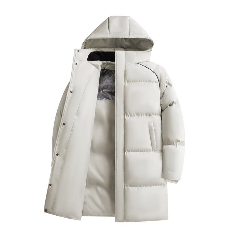 Medium and Long Cotton-padded Clothes Men's Winter Graphene Warm Removable Hat Loose Cotton-padded Jacket Couple Versatile Cotton-padded Clothes
