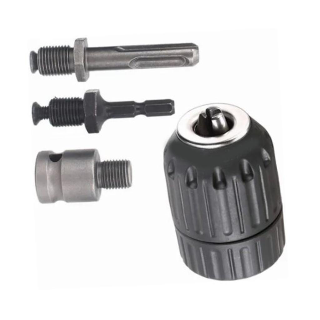 4 Pcs Drill Chuck Adapter Set 10mm Impact Drill Chuck with Round Hex Shank Connection Rod Electric