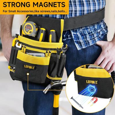 Werkzeuggürtel Magnetische Werkzeugtasche, 13-Taschen Werkzeuggürtel für Männer, Abnehmbarer Verstellbarer Werkzeugtaschengürtel für Elektriker Schreiner Bau