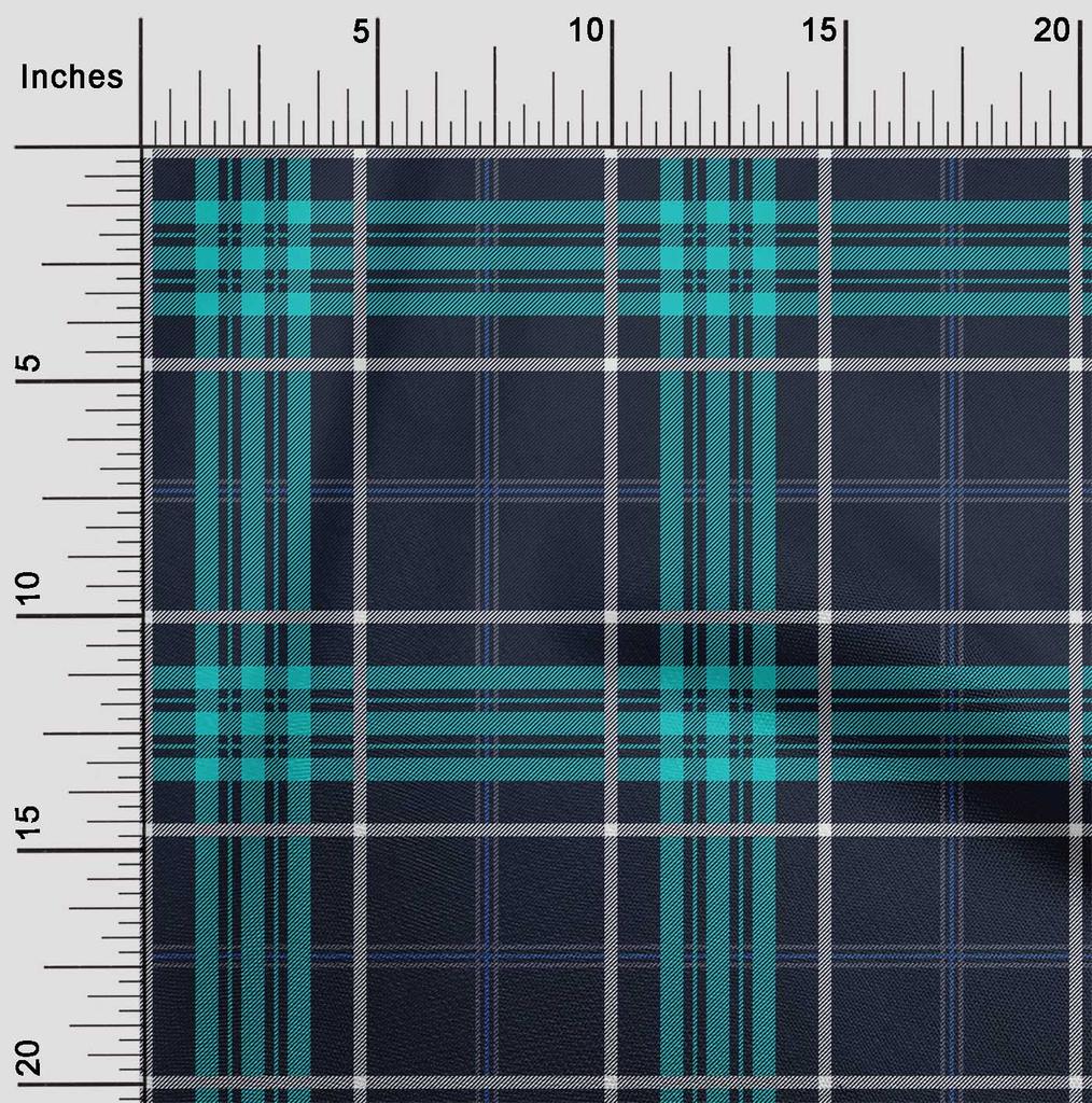 oneOone Tessuto di cotone flessibile con stampa a quadri tartan a metraggio, larghezza 40 pollici