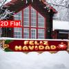 Spanish Christmas Banner, Red & Golden Spanish Lettering Design, Durable Polyester Outdoor Porch Fence Garden Party No Electricity Decoration