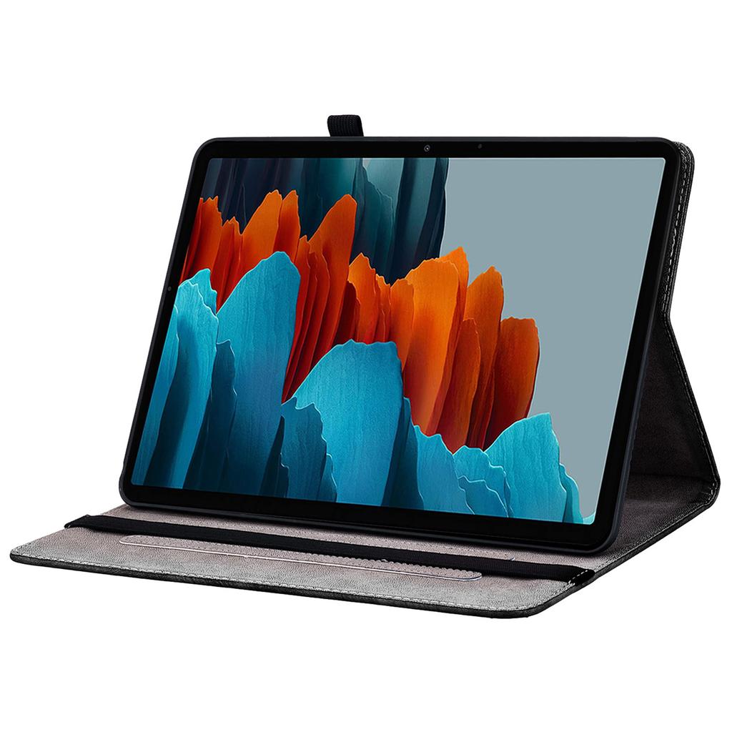 For Samsung Galaxy Tab S7+/S7 FE/S8+ Case PU Leather Flip Cover Pattern Printing Anti-Drop Tablet Shell