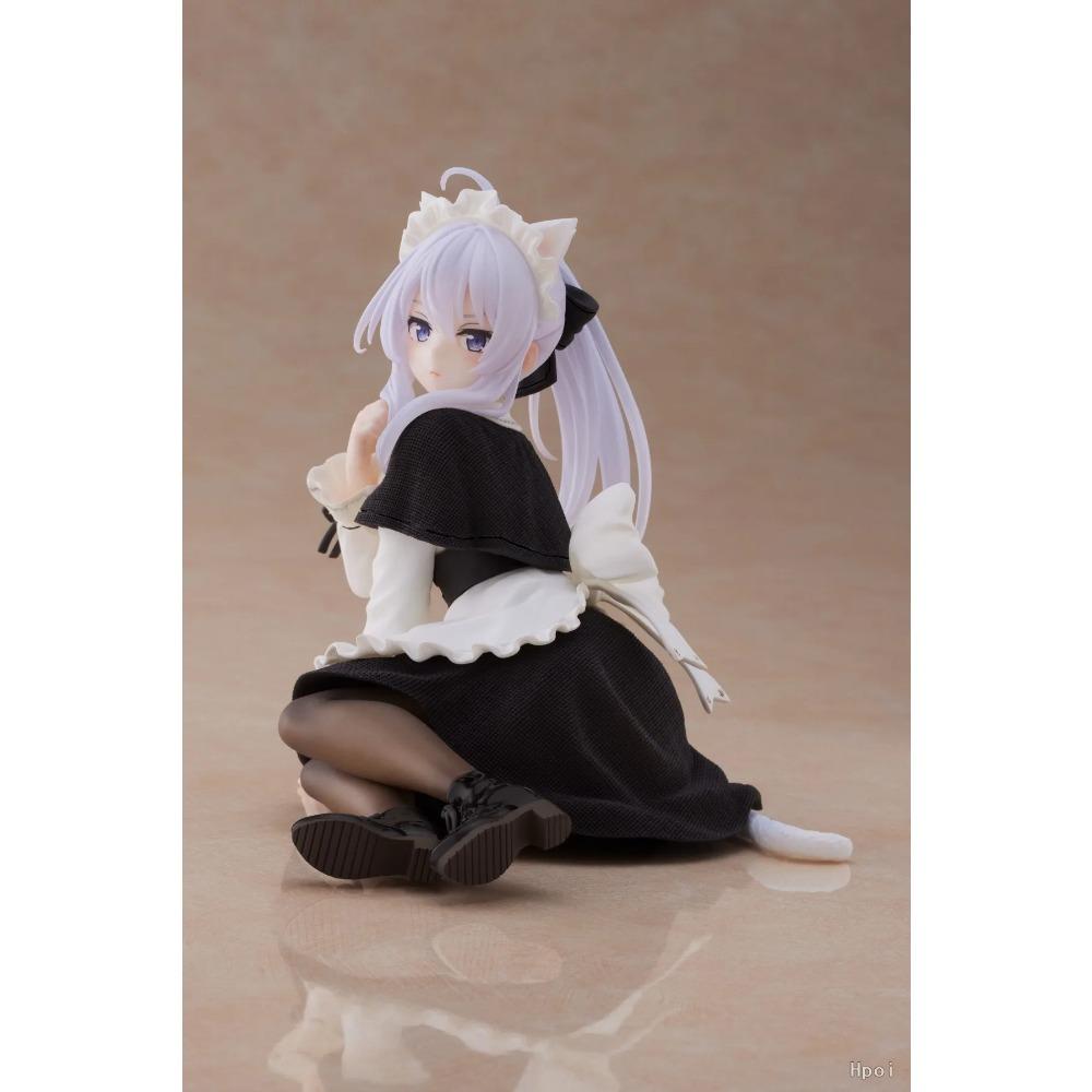 13CM Anime Elaina Figure Wandering Witch The Journey Black Cat Maid Dress Sitting Pose PVC Model Series Toys Gifts