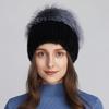 Natural Mink Fur Hats for Women Winter Hand Woven Fur Tail Fox Fur Knit Caps Fashion Design Warm Female Ski Beanie
