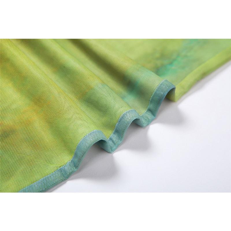 Letní dámské sexy průsvitné síťované potisky prodyšné bokovky úzké ležérní kalhoty s vysokým pasem