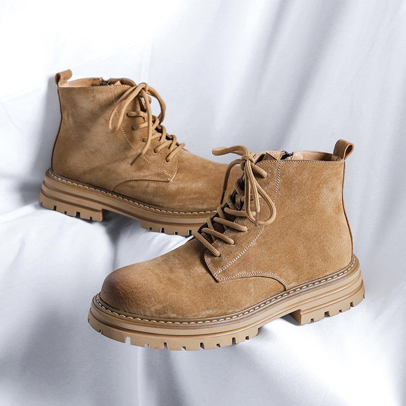 Fashion Men New Fashion Chelsea Boots Black Tide Genuine Leather Shoes Party Nightclub Dress High Top Cowboy Boot Platform Ankle Botas