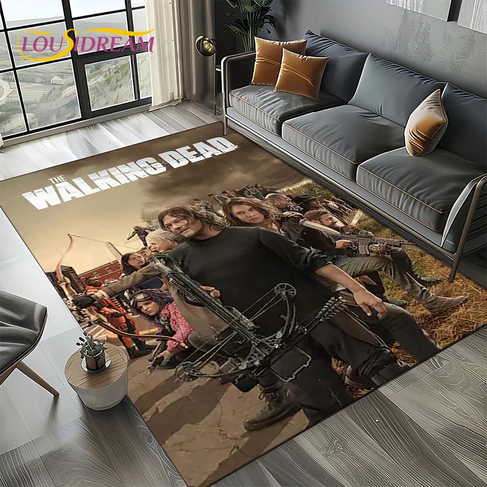 TWD Walking Dead Rick Daryl Horror TV Teppich für Wohnzimmer Schlafzimmer Haus Sofa Dekoration, Kinderteppich rutschfeste Bodenmatte