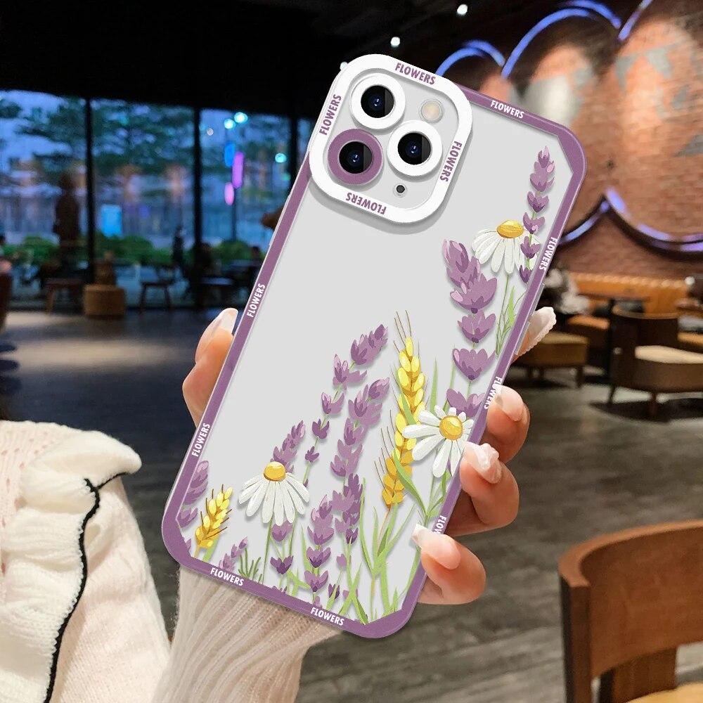 Flower Phone Case For iPhone 11 Case iPhone 13 12 14 15 Pro Max 12 13 Mini XR XS X 7 8 15 Plus SE 2020 Soft Silicone Back Cover