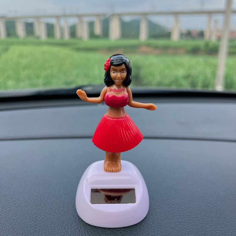 Solar Automatic Swing Dancing Doll Ornaments Car Supplies Figurines Miniature Girl Car Creative Ornaments Car Home Decoration