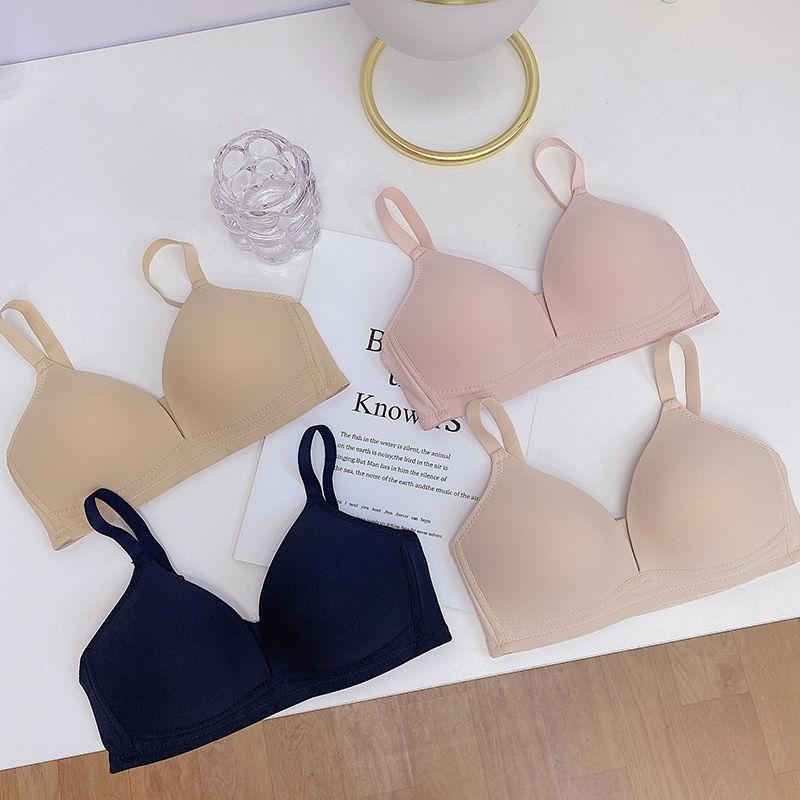 Solid Color Wire-Free Push-Up Women's Ultra-Thin Summer Bra Anti-Drooping Side Boob Control Adjustable Seamless Smooth Surface Underwear