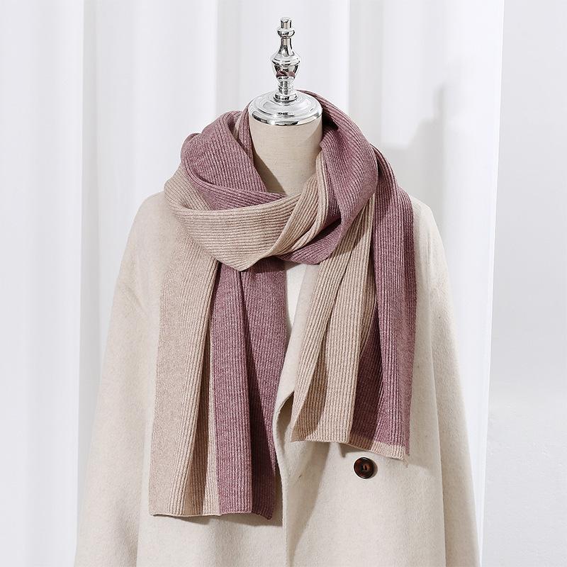 Fashionable  Color Blocked Versatile Scarf for Women  Winter Warm Long Scarf for Couples  Korean Style New Style