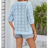 Neuer Sommer Damen Rundhals Hohl Sonnenschutzkleidung Gestrickter Pullover Bluse