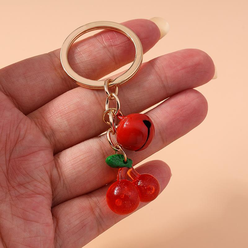 Cute Resin Cherry Keychain Simulation Fruit Key Rings Pendant for Women Girls Handbag Decor DIY Key Chain Jewelry Gifts